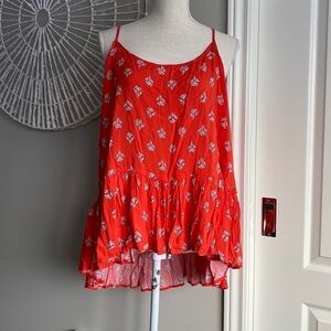 Old Navy - Flouncy Summery Babydoll Tank Top in Blood Orange​​​​​​​​​​